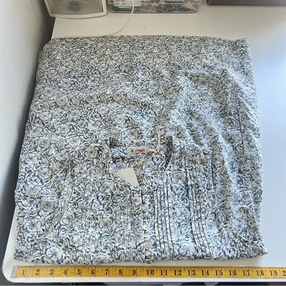 Faherty Isha Floral Imma Dress White with Blue Flowers w/ Pockets Size Small NWT - Picture 8 of 14